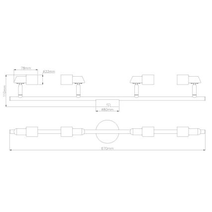 Globo - LED Bodové svietidlo 4xGU10/3W/230V