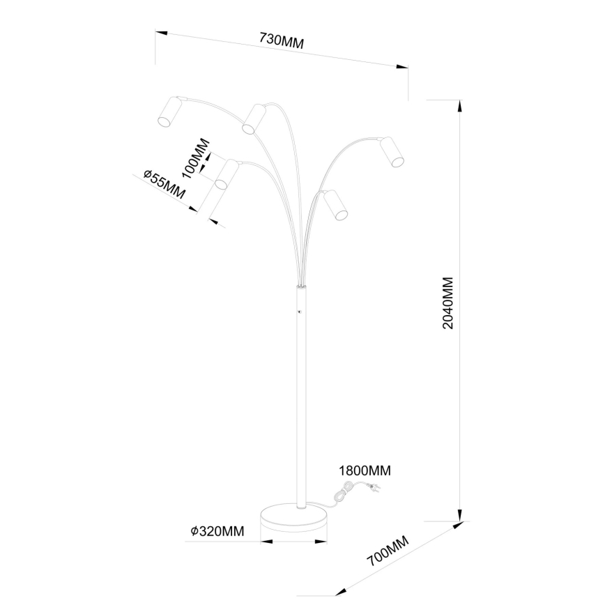 Globo - Podlahová lampa 5xGU10/35W/230V
