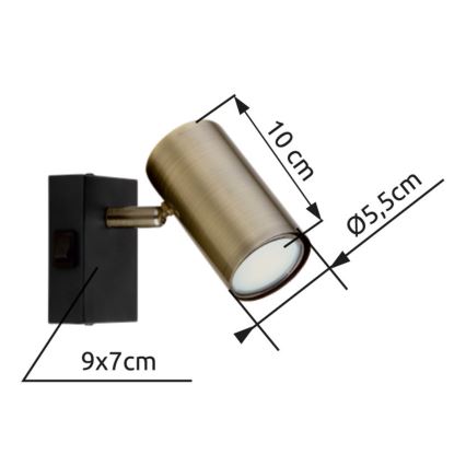 Globo - Nástenné bodové svietidlo 1xGU10/25W/230V čierna/mosadz