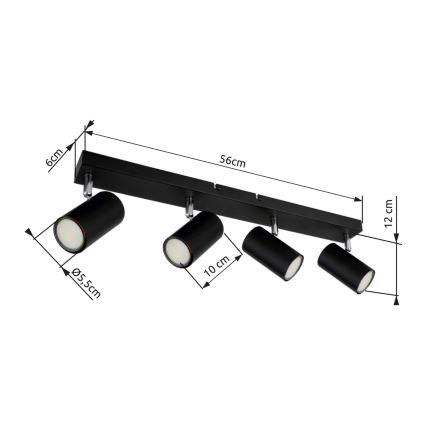 Globo - Bodové svietidlo 4xGU10/35W/230V čierna