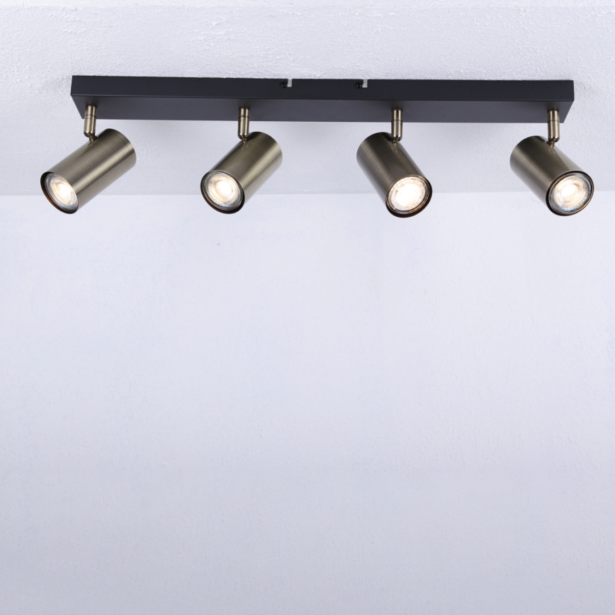 Globo - Bodové svietidlo 4xGU10/35W/230V čierna/mosadz