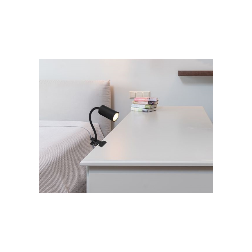 Globo - Flexibilná lampa s klipom 1xGU10/25W/230V čierna