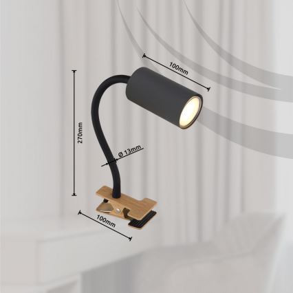 Globo - Flexibilná lampa s klipom 1xGU10/25W/230V šedá/hnedá