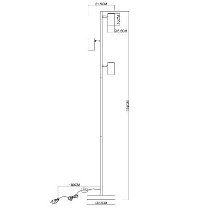 Globo - Stojacia lampa 3xGU10/5W/230V šedá