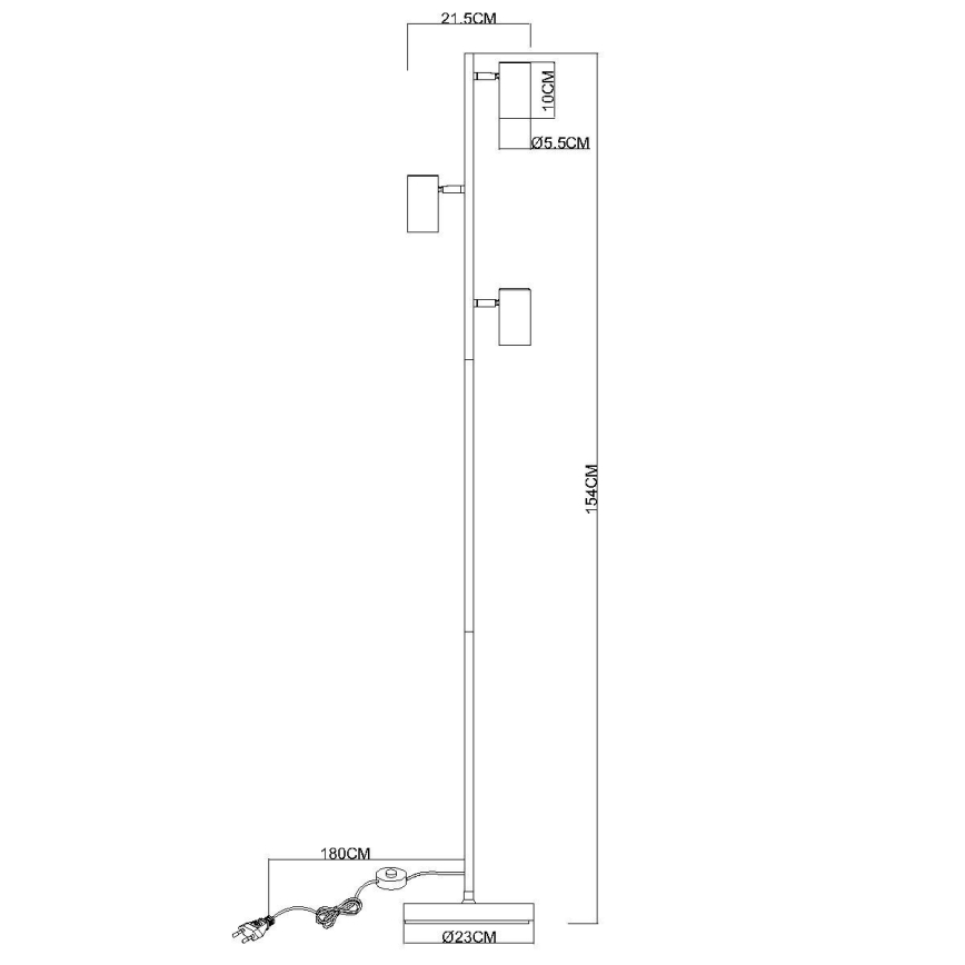 Globo - Stojacia lampa 3xGU10/5W/230V šedá