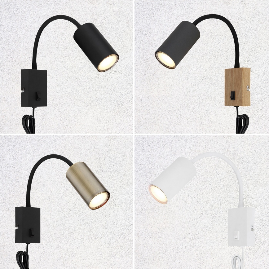 Globo - Flexibilná nástenná lampa 1xGU10/25W/230V čierna/mosadz