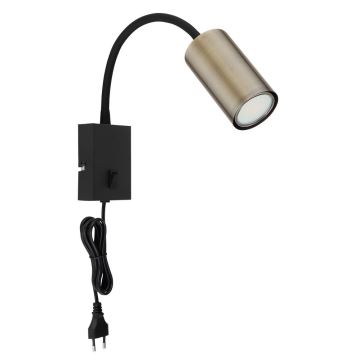Globo - Flexibilná nástenná lampa 1xGU10/25W/230V čierna/mosadz