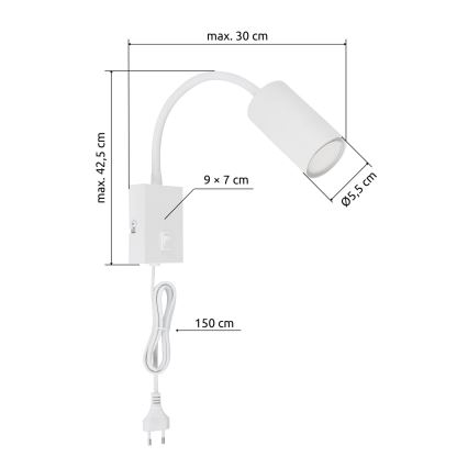 Globo - Flexibilná nástenná lampa 1xGU10/25W/230V biela