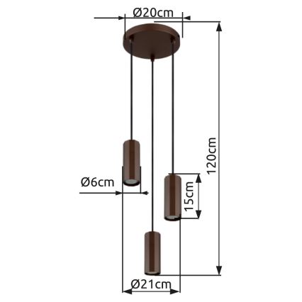 Globo - Luster na lanku 3xGU10/25W/230V hnedá