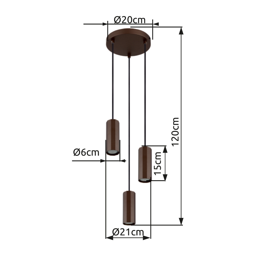 Globo - Luster na lanku 3xGU10/25W/230V hnedá