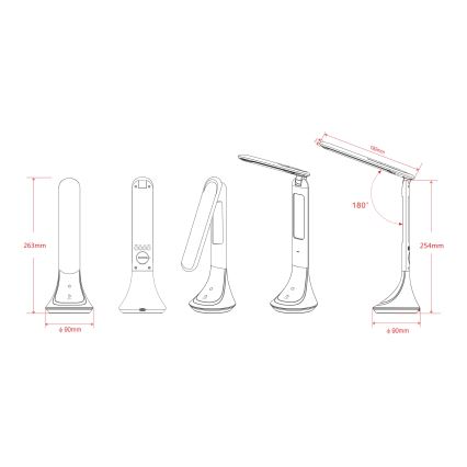 Globo - LED Stmievateľná nabíjacia stolná lampa s displejom LED/4W/230V 2200 mAh čierna