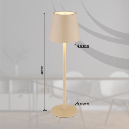 Globo - LED Stmievateľná dotyková vonkajšia lampa LED/3W/3,7V IP44 1800 mAh USB béžová