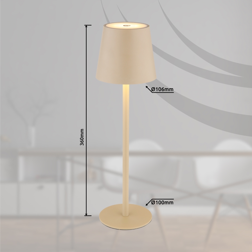 Globo - LED Stmievateľná dotyková vonkajšia lampa LED/3W/3,7V IP44 1800 mAh USB béžová