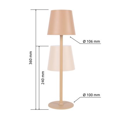 Globo - LED Stmievateľná dotyková vonkajšia lampa LED/3W/3,7V IP44 1800 mAh USB béžová