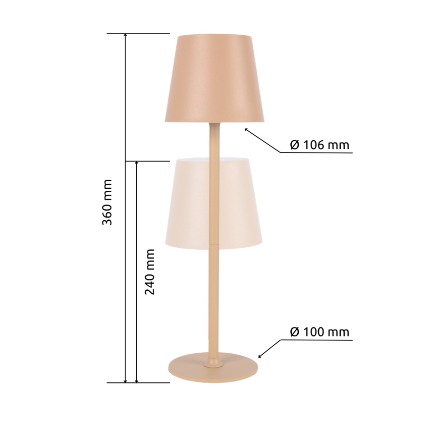 Globo - LED Stmievateľná dotyková vonkajšia lampa LED/3W/3,7V IP44 1800 mAh USB béžová