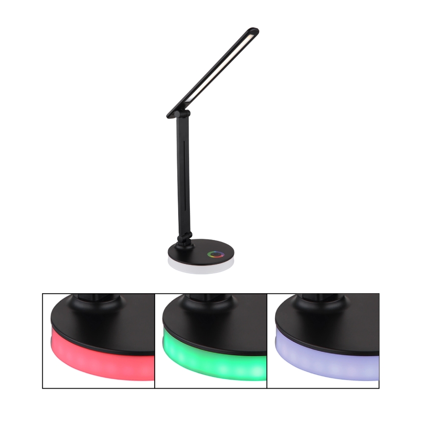 Globo - LED RGBW Stmievateľná dotyková stolná lampa LED/5W/230V + LED/2W 2700K/4000K/6500K čierna
