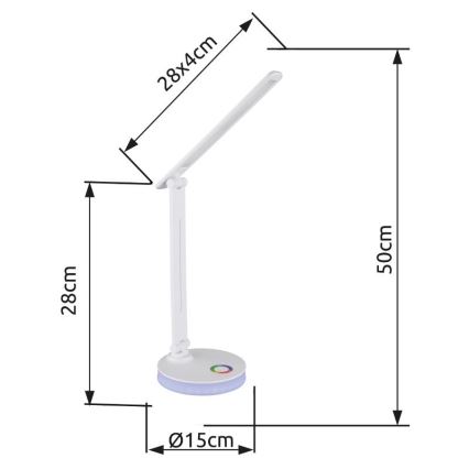 Globo - LED RGBW Stmievateľná dotyková stolná lampa LED/5W/230V + LED/2W 2700K/4000K/6500K biela