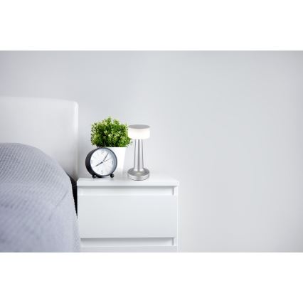 Globo - LED Stmievateľná dotyková stolná lampa LED/1W/3,7V 2700K/4000K/6500K 800 mAh USB matný chróm