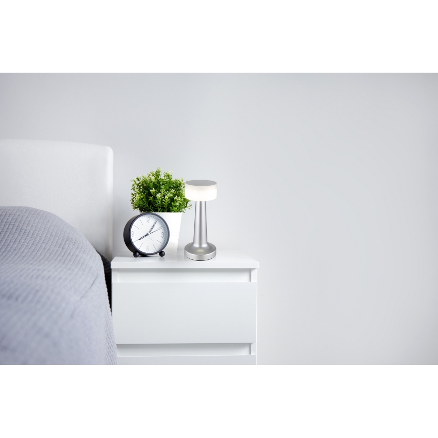 Globo - LED Stmievateľná dotyková stolná lampa LED/1W/3,7V 2700K/4000K/6500K 800 mAh USB matný chróm