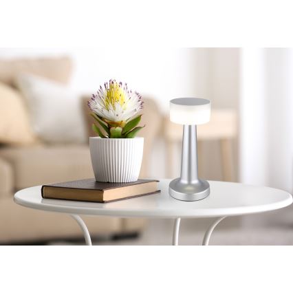 Globo - LED Stmievateľná dotyková stolná lampa LED/1W/3,7V 2700K/4000K/6500K 800 mAh USB matný chróm