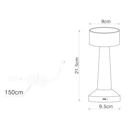 Globo - LED Stmievateľná dotyková stolná lampa LED/1W/3,7V 2700K/4000K/6500K 800 mAh USB matný chróm