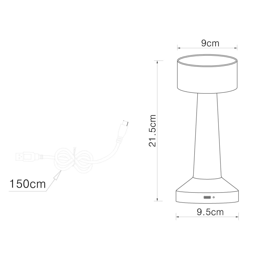 Globo - LED Stmievateľná dotyková stolná lampa LED/1W/3,7V 2700K/4000K/6500K 800 mAh USB matný chróm