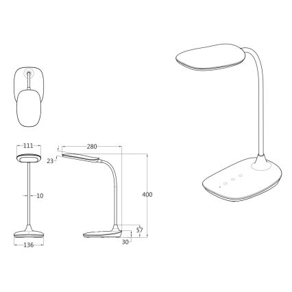 Globo - LED Stmievateľná dotyková stolná lampa LED/9W/230V 3000K/4000K/6500K CRI 90 čierna