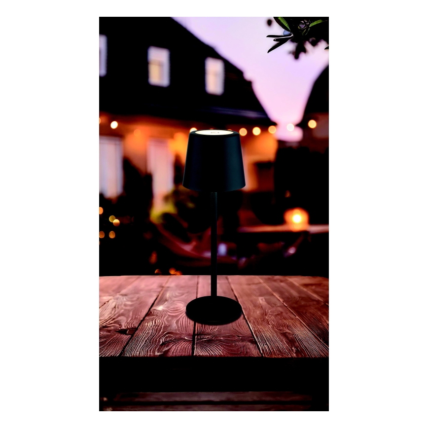 Globo - LED Stmievateľná vonkajšia dotyková stolná lampa LED/2W/5V 3000/4000/6000K 2200 mAh IP44 čierna