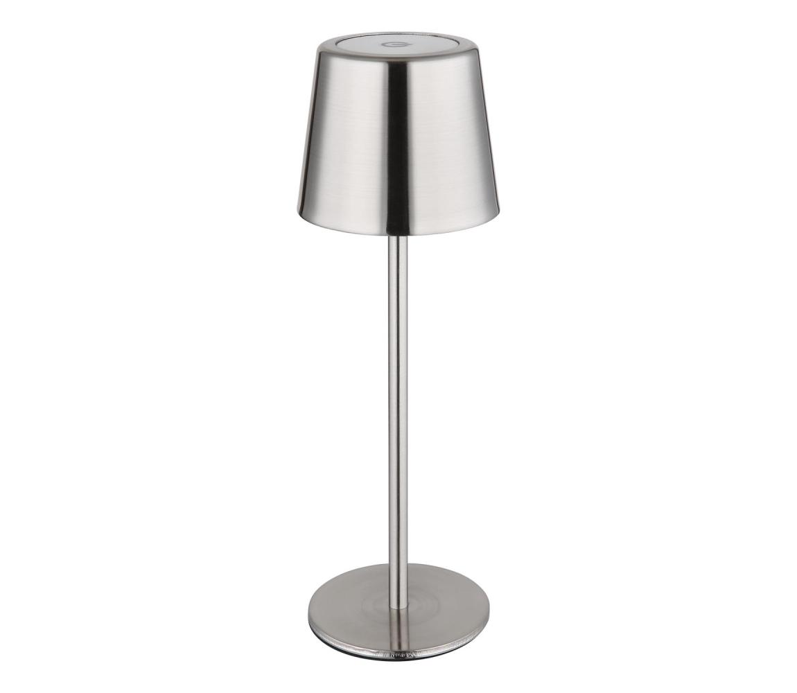 Globo 58482N-LED stmievateľná dotyková nabíjateľná stolová lampa VANCOUVER 2W/3,7V 2200mAh lesklý chróm 58482N