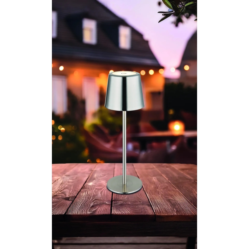 Globo - LED stmievateľná dotyková nabíjateľná stolná lampa LED/2W/3,7V 3000/4000/6000K 2200 mAh lesklý chróm