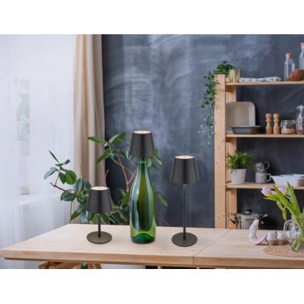 Globo - LED Stmievateľná dotyková nabíjateľná vonkajšia stolová lampa 3v1 LED/3W/5V 3000/4000/5000K IP54 1800 mAh čierna