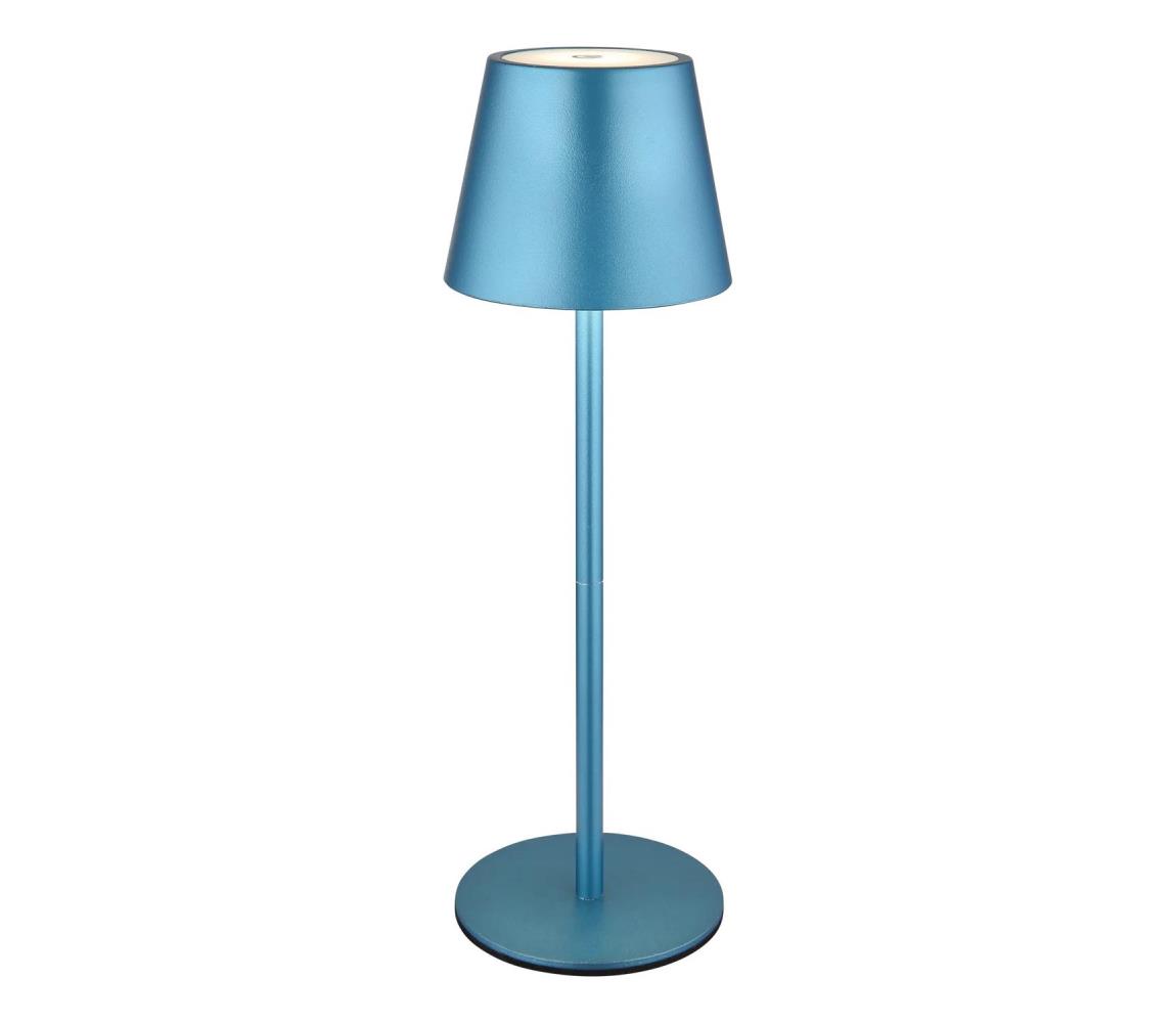 Globo 58488BL-LED Dotykovo stmievateľná nabíjateľná vonkajšia stolová lampa VANNIE 3W/5V IP54 1800mAh modrá 58488BL