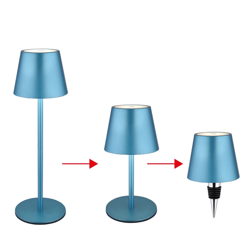 Globo - LED stmievateľná dotyková nabíjacia vonkajšia stolná lampa 3 v 1 LED/3W/5V 3000/4000/5000K IP54 1800 mAh modrá