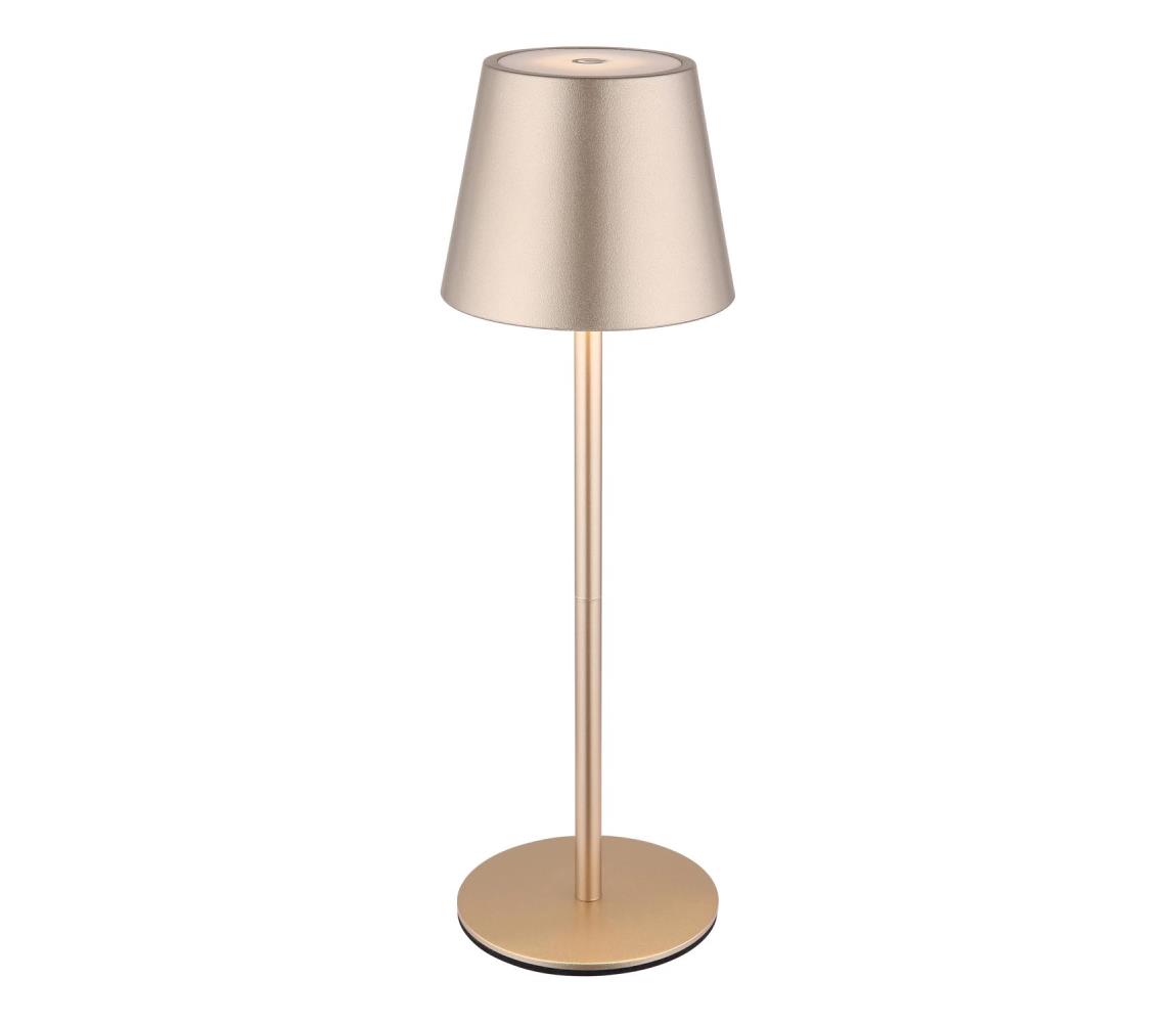 Globo 58488CH-LED Dotyková stmievateľná nabíjacia vonkajšia stolná lampa VANNIE 3W/5V IP54 1800mAh mosadz 58488CH