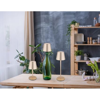 Globo - LED stmievateľná dotyková nabíjateľná vonkajšia stolová lampa 3 v 1 LED/3W/5V 3000/4000/5000K IP54 1800 mAh mosadz
