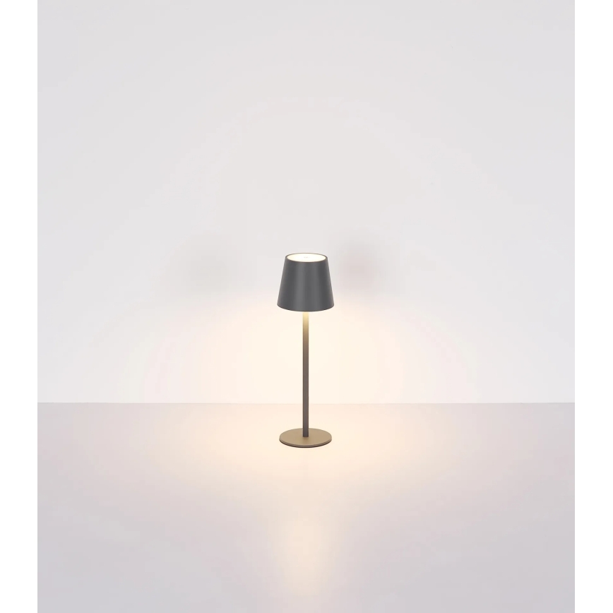 Globo - LED Stmievateľná dotyková nabíjacia vonkajšia stolová lampa 3v1 LED/3W/5V 3000/4000/5000K IP54 1800 mAh sivá