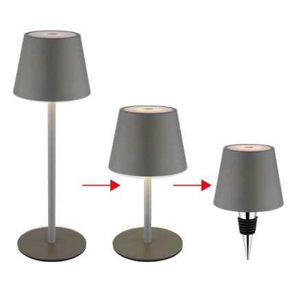 Globo - LED Stmievateľná dotyková nabíjacia vonkajšia stolová lampa 3v1 LED/3W/5V 3000/4000/5000K IP54 1800 mAh sivá