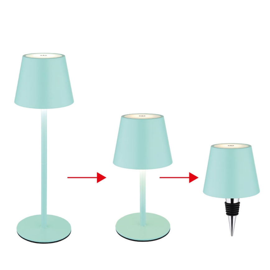 Globo - LED stmievateľná dotyková nabíjacia vonkajšia stolová lampa 3v1 LED/3W/5V 3000/4000/5000K IP54 1800 mAh mentolovo zelená