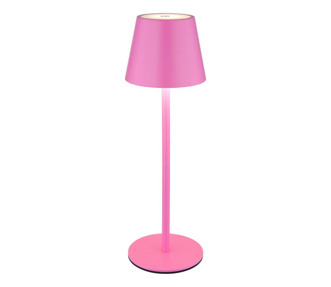 Globo 58488P-LED stmievateľná dotyková nabíjateľná vonkajšia stolná lampa VANNIE 3W/5V IP54 1800mAh ružová 58488P