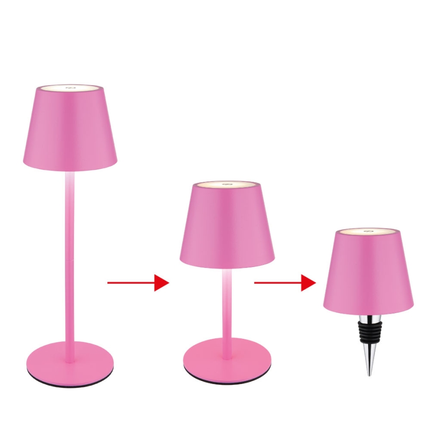 Globo - LED stmievateľná dotyková nabíjacia vonkajšia stolová lampa 3v1 LED/3W/5V 3000/4000/5000K IP54 1800 mAh ružová