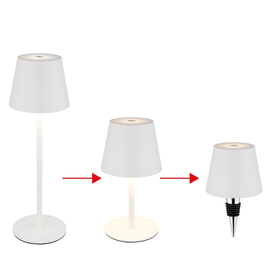 Globo - LED stmievateľná dotyková nabíjateľná vonkajšia stolová lampa 3v1 LED/3W/5V 3000/4000/5000K IP54 1800 mAh biela