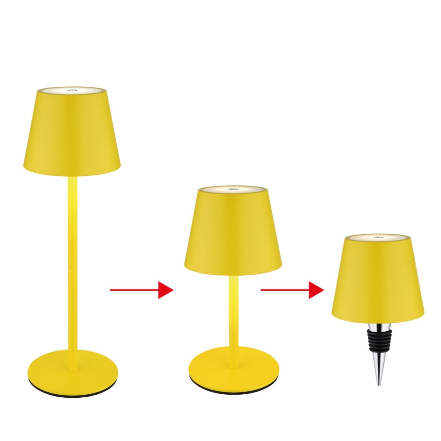 Globo - stmievateľná dotyková nabíjacia vonkajšia stolná lampa 3 v 1 LED/3W/5V 3000/4000/5000K IP54 1800 mAh žltá