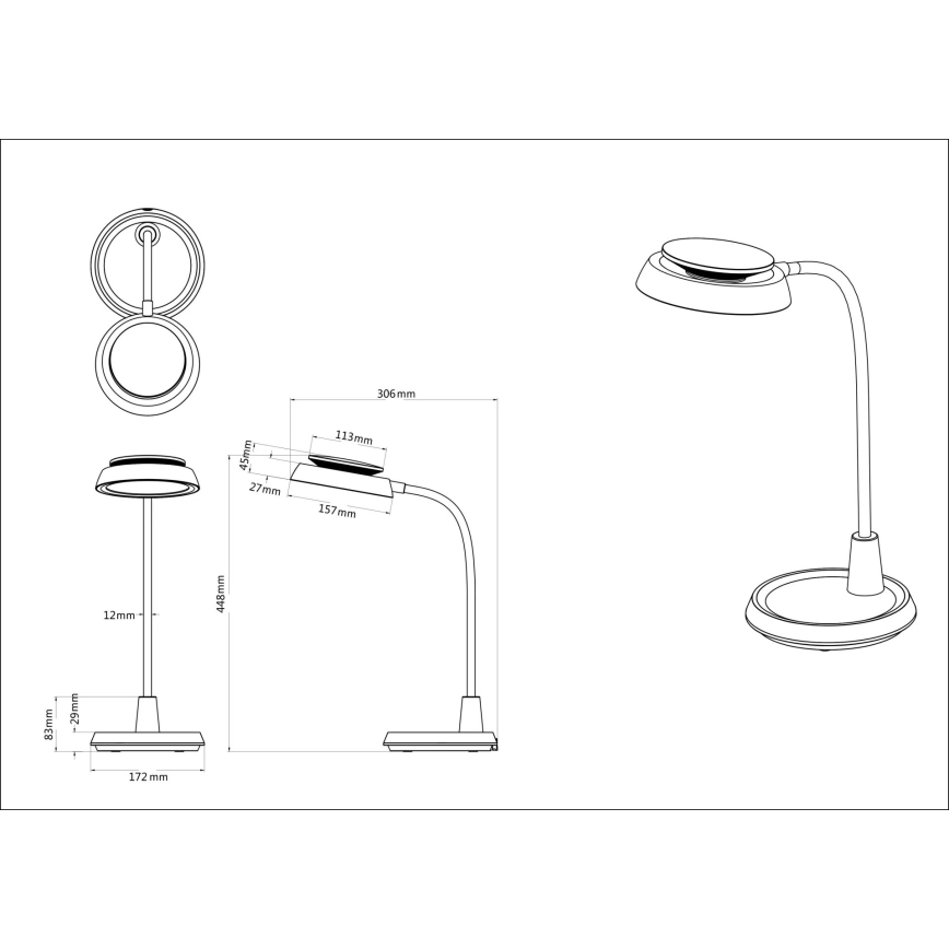 Globo - LED Stmievateľná dotyková stolná lampa LED/12W/230V 3000/4000/6500K biela