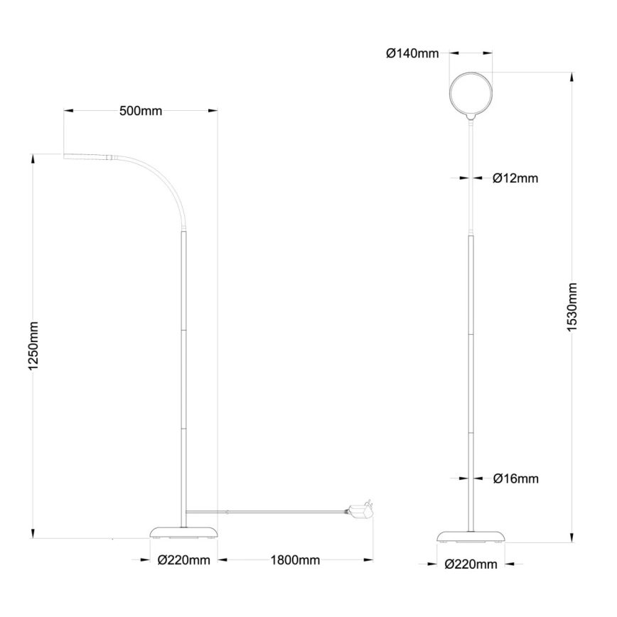 Globo - LED stmievateľná dotyková stojacia lampa LED/8W/230V 2700K/4000K/6500K čierna