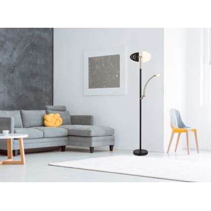 Globo - Stmievateľná LED stojacia lampa LED/40W/230V + LED/5,5W 2700/4000/6000K čierna