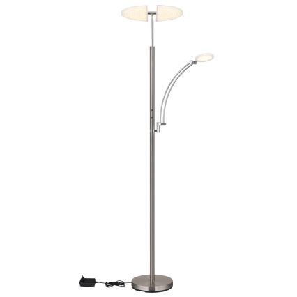 Globo - LED stmievateľná stojacia lampa LED/40W/230V + LED/5,5W 2700/4000/6000K matný chróm