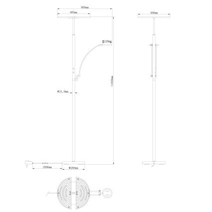 Globo - LED stmievateľná stojacia lampa LED/40W/230V + LED/5,5W 2700/4000/6000K matný chróm