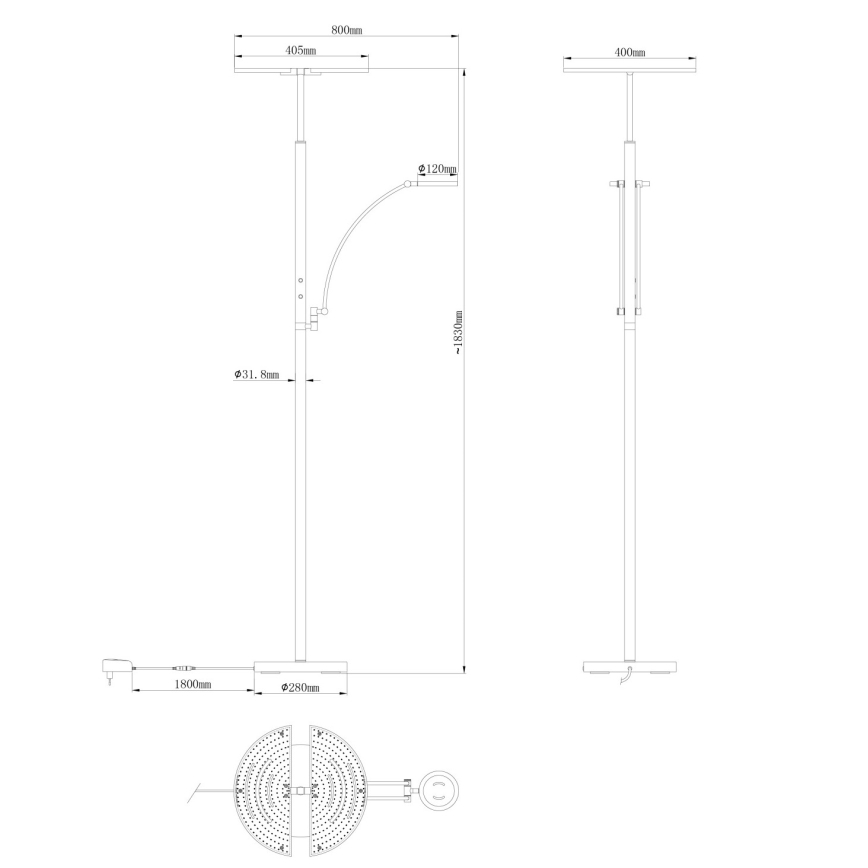 Globo - LED stmievateľná stojacia lampa LED/40W/230V + LED/5,5W 2700/4000/6000K matný chróm