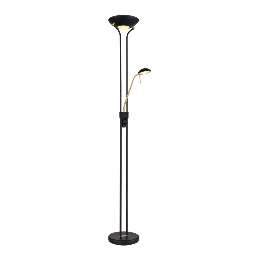 Globo - LED Stmievateľná stojacia lampa LED/20W/230V + LED/5,5W 3000K čierna/zlatá