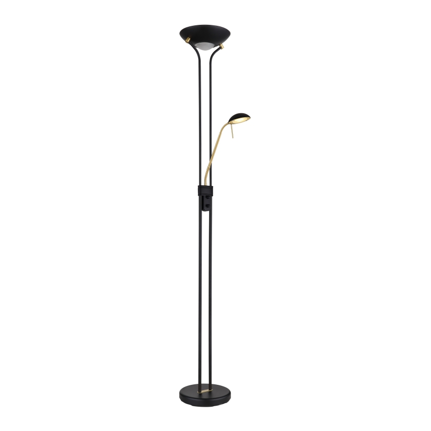 Globo - LED Stmievateľná stojacia lampa LED/20W/230V + LED/5,5W 3000K čierna/zlatá